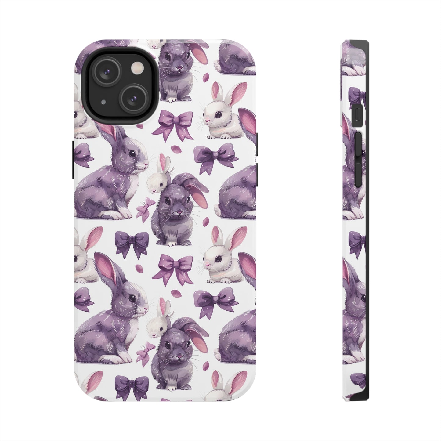 Bunnies and Bows Phone Case for iPhone - Lightweight, Impact Resistant, Wireless Charging Compatible