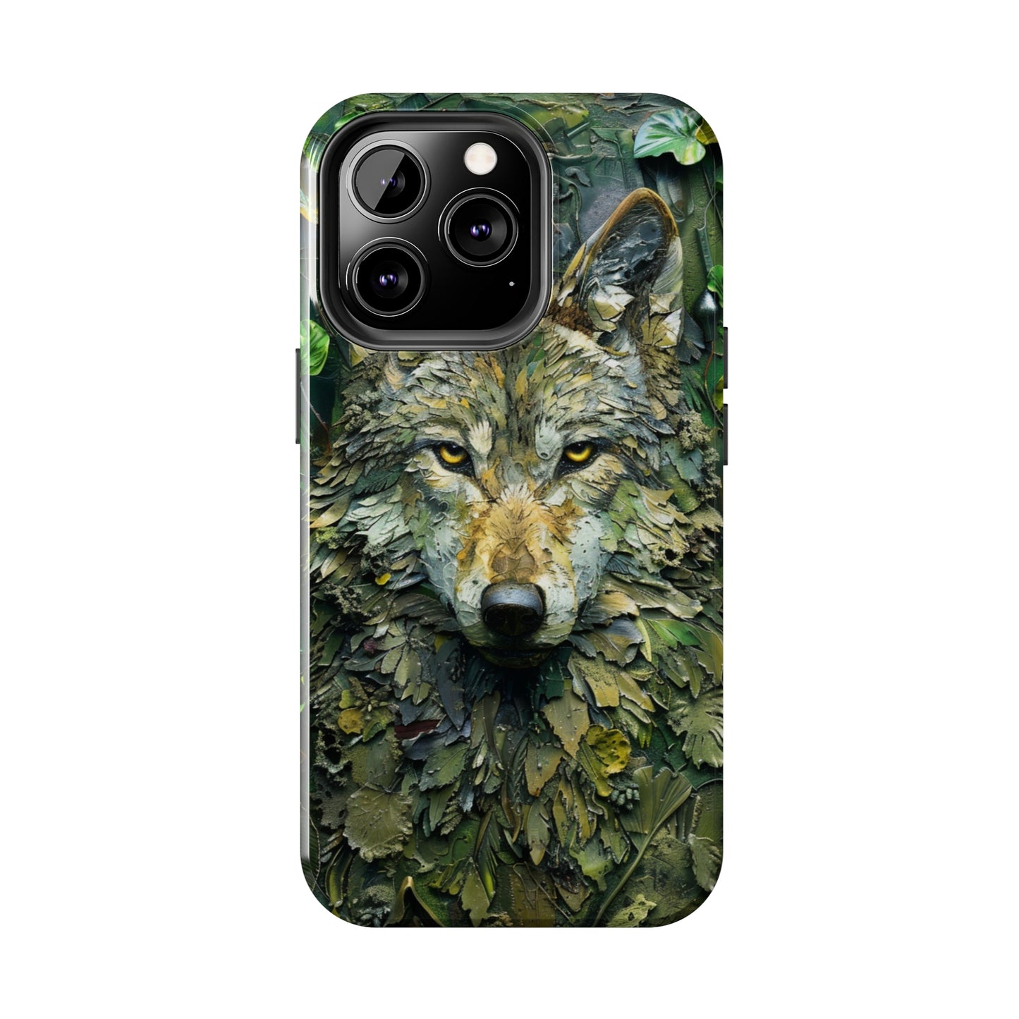 The Arte Povera Style Wolf Head Phone Case for iPhone - Lightweight, Impact Resistant, Wireless Charging Compatible