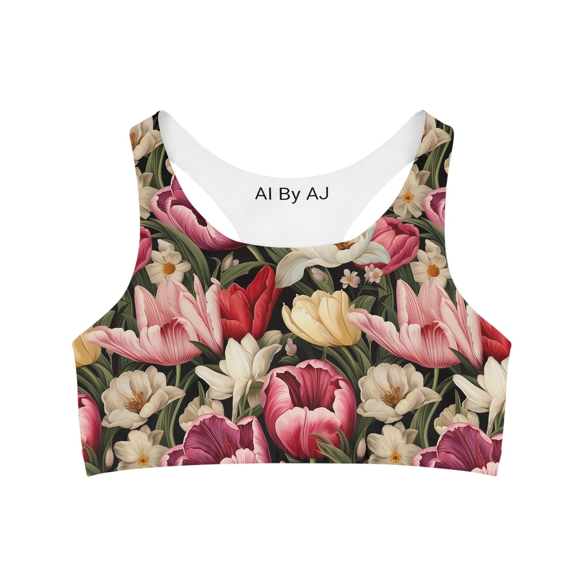 Tulip Flower Custom Sports Bra - Elegant & Supportive