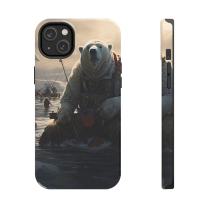 Fishing Polar Bear Phone Case for iPhone - Lightweight, Impact Resistant, Wireless Charging Compatible