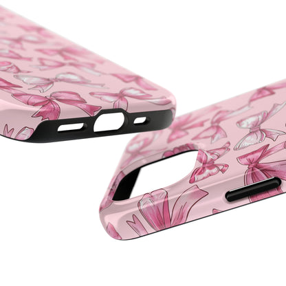 Pink Bows Phone Case for iPhone - Lightweight, Impact Resistant, Wireless Charging Compatible