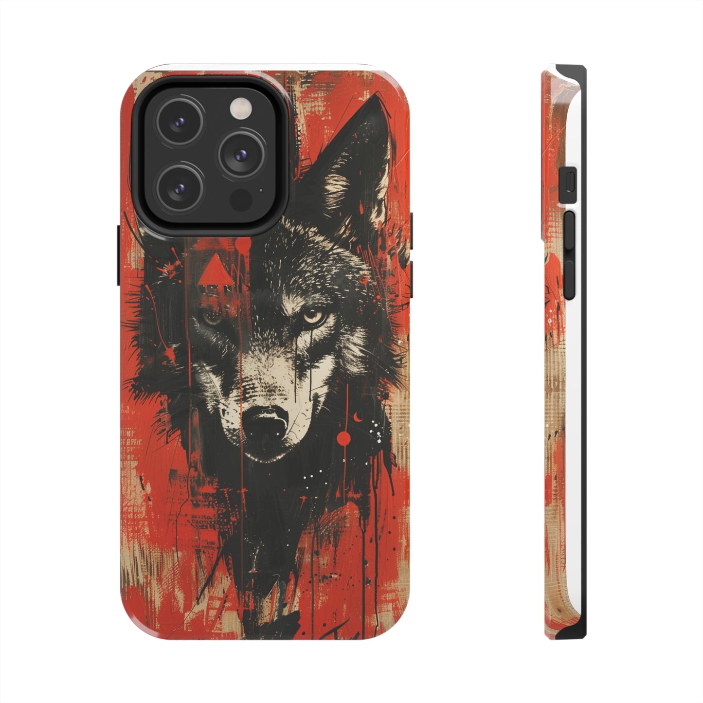 Asemic Writing Style Wolf Phone Case 3 for iPhone - Lightweight, Impact Resistant, Wireless Charging Compatible