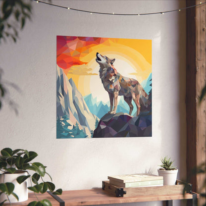 Fine Art Wolf Poster - Wildlife Art Print with Geometric Shapes!!! Wolves artwork!!!