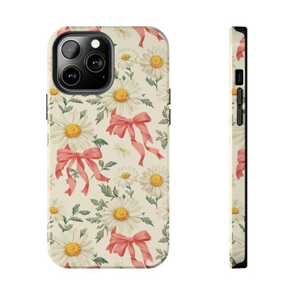 Daisies and Bows Phone Case for iPhone - Lightweight, Impact Resistant, Wireless Charging Compatible