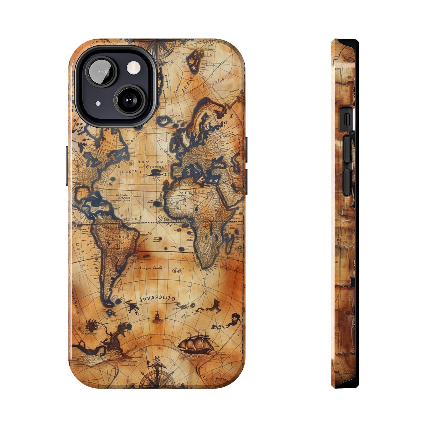 Ancient Map Phone Case for iPhone - Lightweight, Impact Resistant, Wireless Charging Compatible