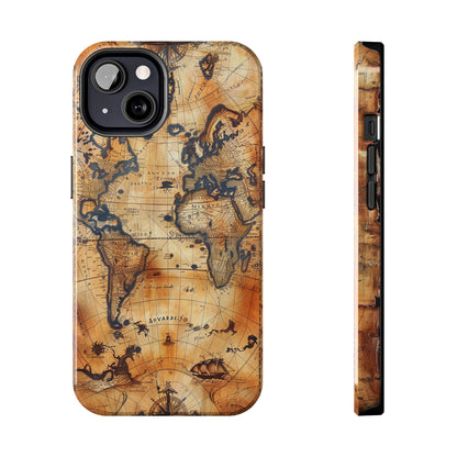 Ancient Map Phone Case for iPhone - Lightweight, Impact Resistant, Wireless Charging Compatible