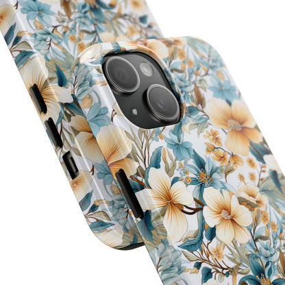 AI Magnolias Floral Pattern Phone Case for iPhone - Lightweight, Impact Resistant, Wireless Charging Compatible