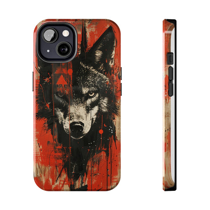 Asemic Writing Style Wolf Phone Case 3 for iPhone - Lightweight, Impact Resistant, Wireless Charging Compatible