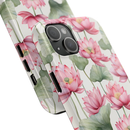 AI Lotus Flower Pattern Phone Case for iPhone - Lightweight, Impact Resistant, Wireless Charging Compatible