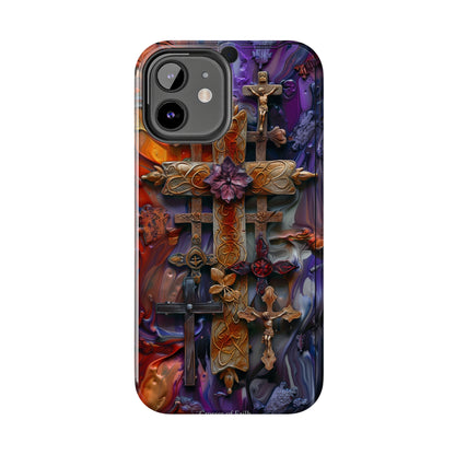 Colorful Crosses Phone Case for iPhone - Lightweight, Impact Resistant, Wireless Charging Compatible