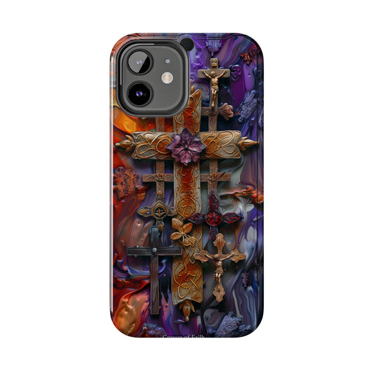 Colorful Crosses Phone Case for iPhone - Lightweight, Impact Resistant, Wireless Charging Compatible