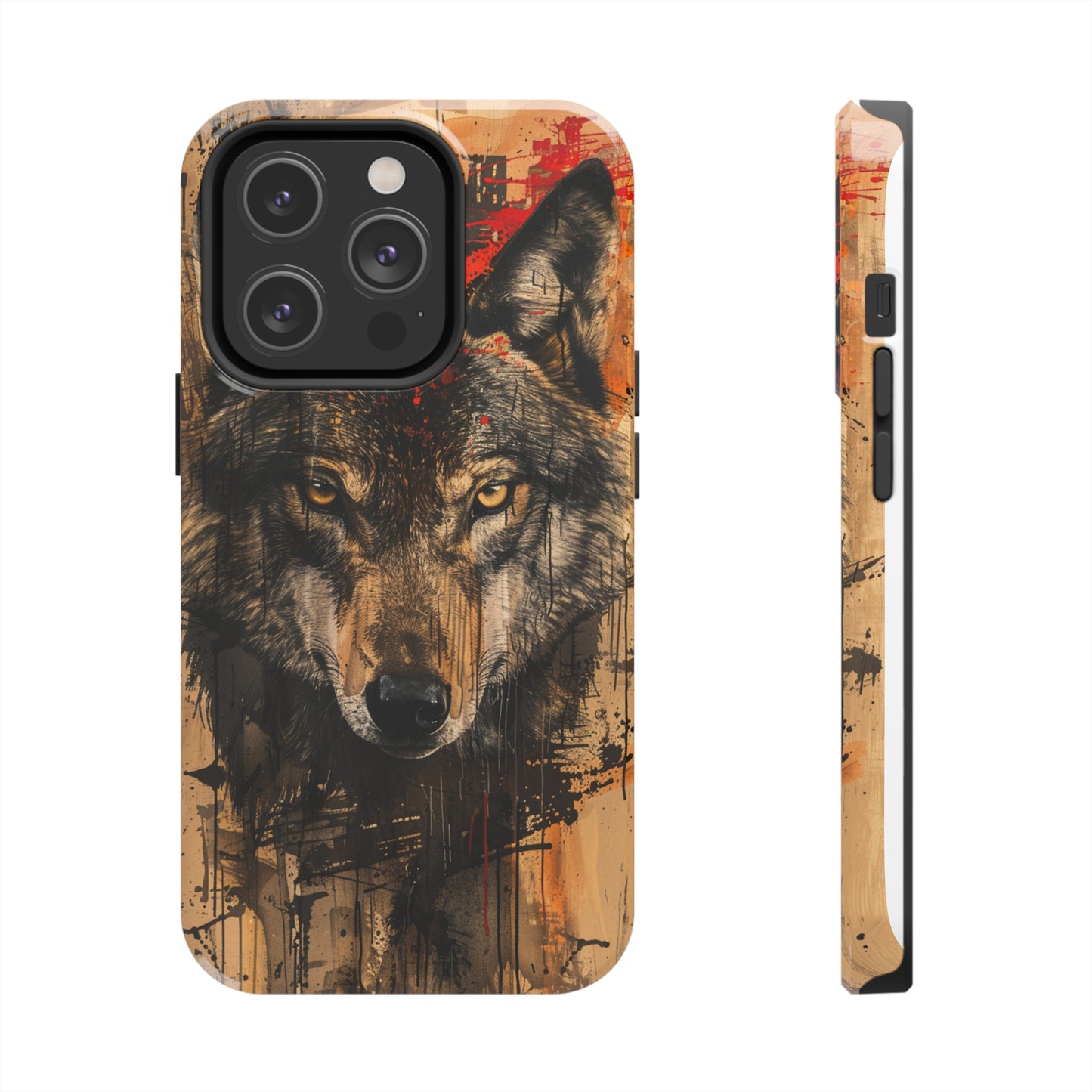 Asemic Writing Style Wolf Phone Case 2 for iPhone - Lightweight, Impact Resistant, Wireless Charging Compatible