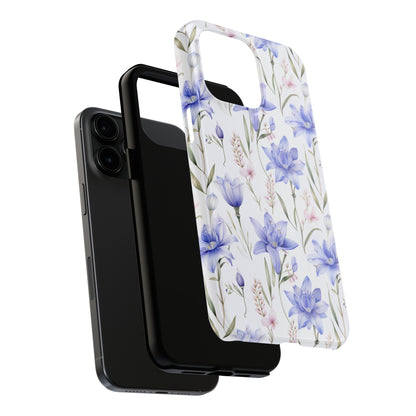 AI Bluebell Pattern Phone Case for iPhone - Lightweight, Impact Resistant, Wireless Charging Compatible