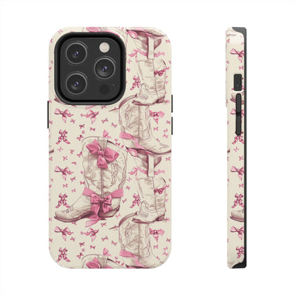 Bows and Boots Phone Case for iPhone - Lightweight, Impact Resistant, Wireless Charging Compatible