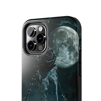 Gothic Skull and Black Rose Phone Case for iPhone - Lightweight, Impact Resistant, Wireless Charging Compatible