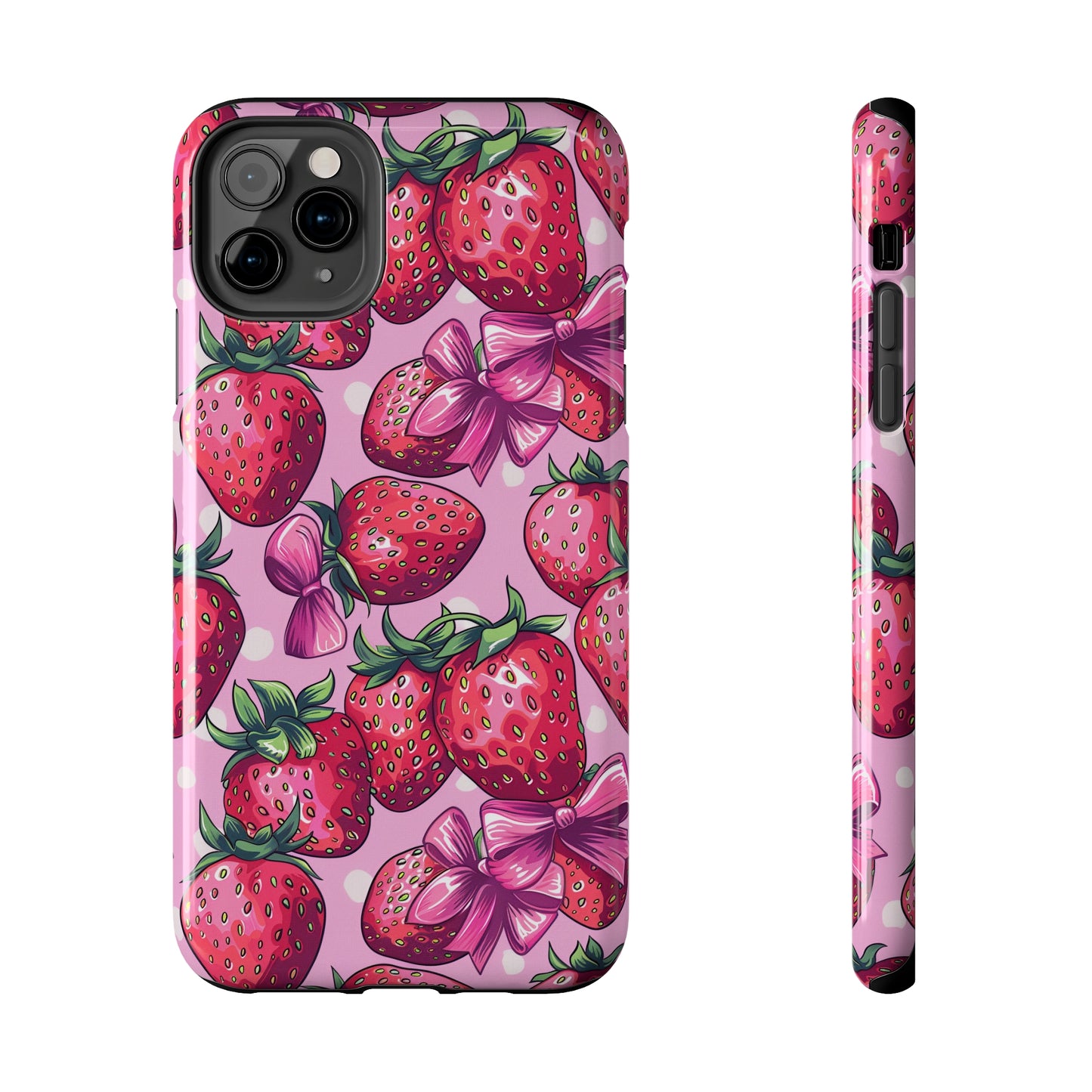 Bows and Berries Phone Case for iPhone - Lightweight, Impact Resistant, Wireless Charging Compatible