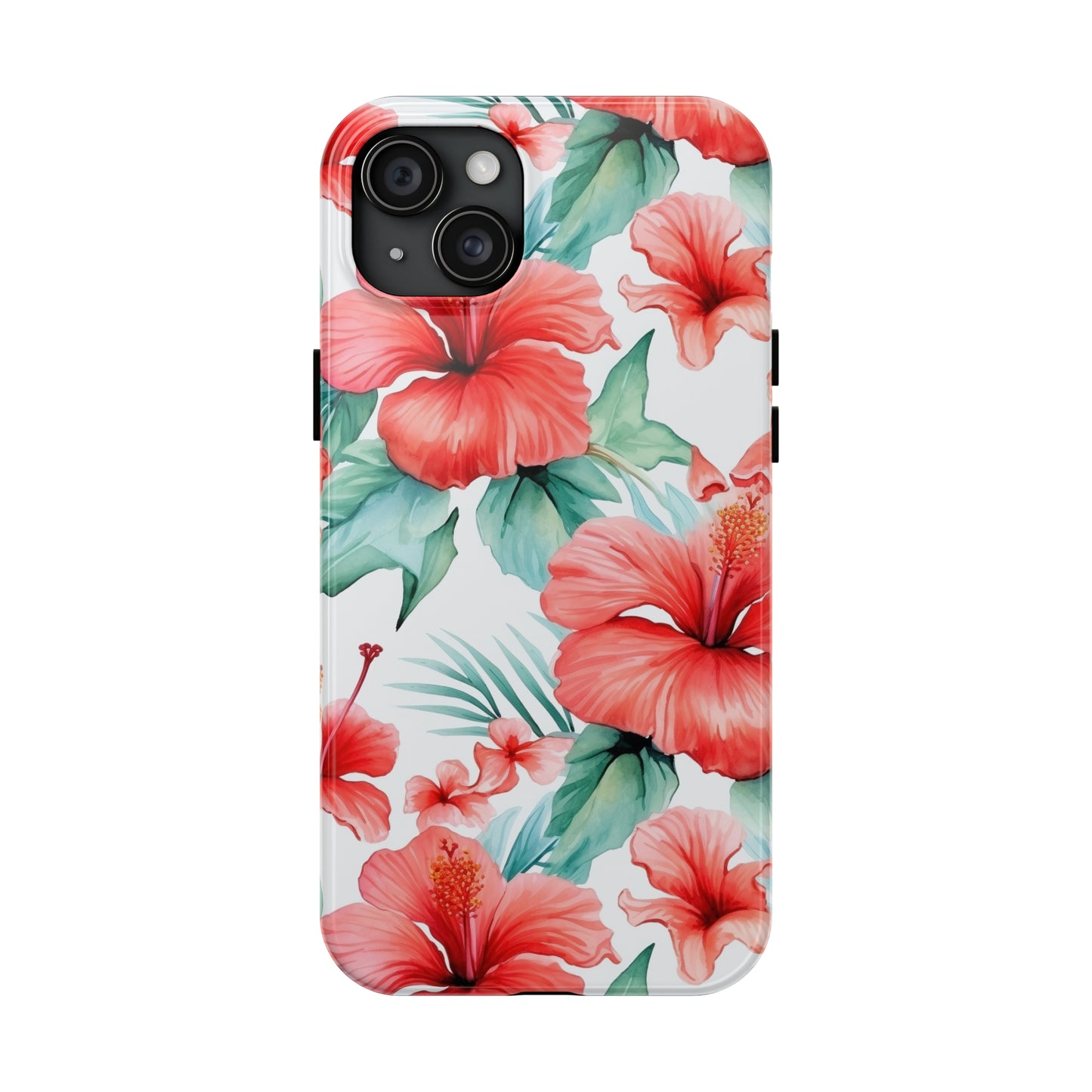 AI Hibiscus Pattern Phone Case for iPhone - Lightweight, Impact Resistant, Wireless Charging Compatible-AI phone case-AI By AJ