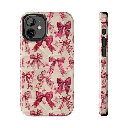 Pink Bows 3 Phone Case for iPhone - Lightweight, Impact Resistant, Wireless Charging Compatible