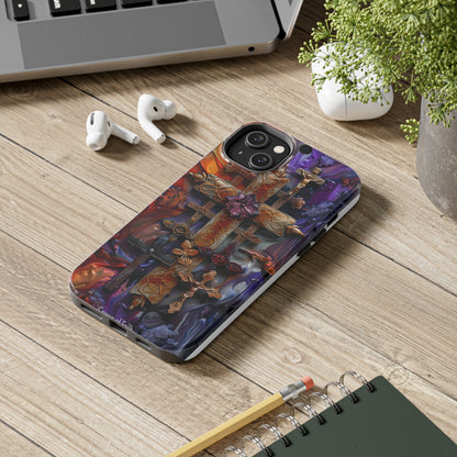 Colorful Crosses Phone Case for iPhone - Lightweight, Impact Resistant, Wireless Charging Compatible