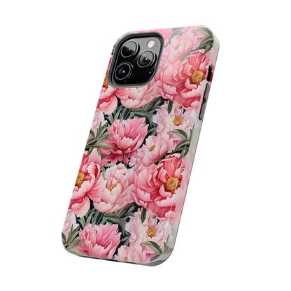 AI Peonies Floral Pattern Phone Case for iPhone - Lightweight, Impact Resistant, Wireless Charging Compatible