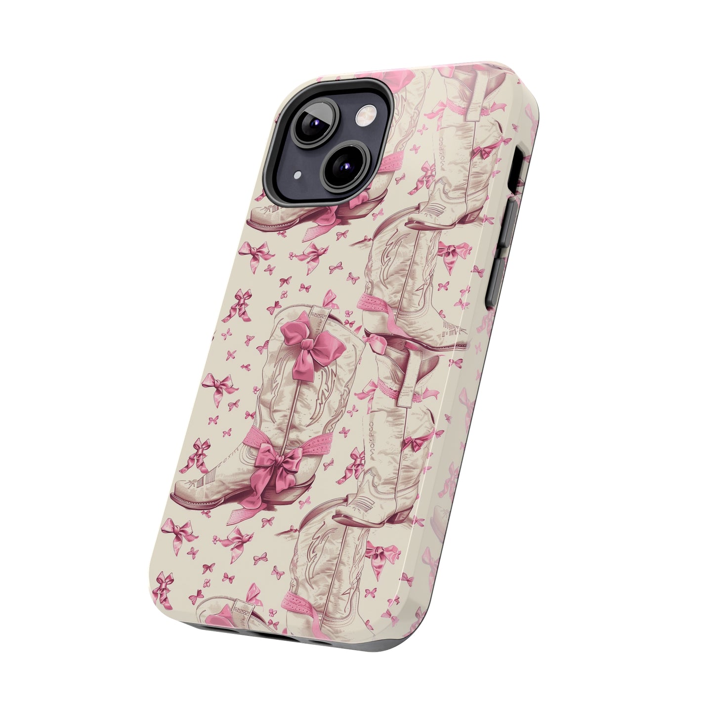 Bows and Boots Phone Case for iPhone - Lightweight, Impact Resistant, Wireless Charging Compatible