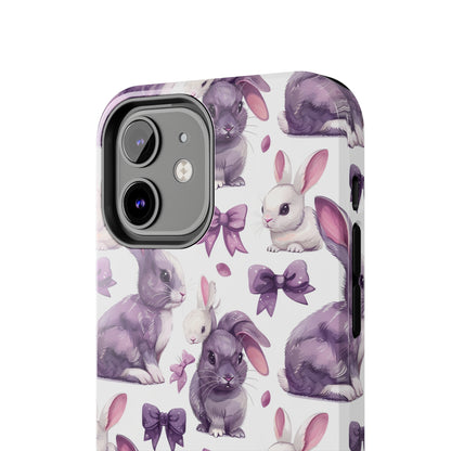 Bunnies and Bows Phone Case for iPhone - Lightweight, Impact Resistant, Wireless Charging Compatible