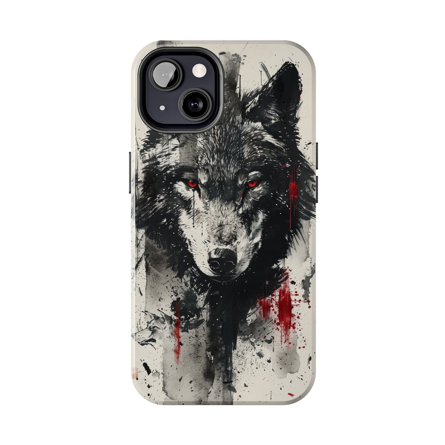 Asemic Writing Style Wolf Phone Case for iPhone - Lightweight, Impact Resistant, Wireless Charging Compatible