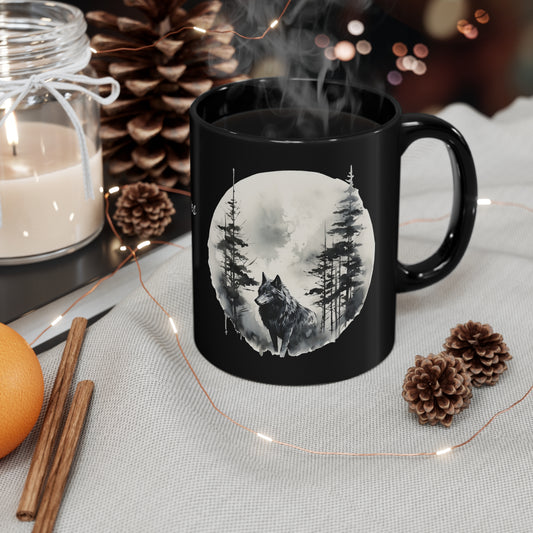 Wolf Quotes "Throw me to the wolves and I will return leading the pack!" |11oz Black Wolf Mug