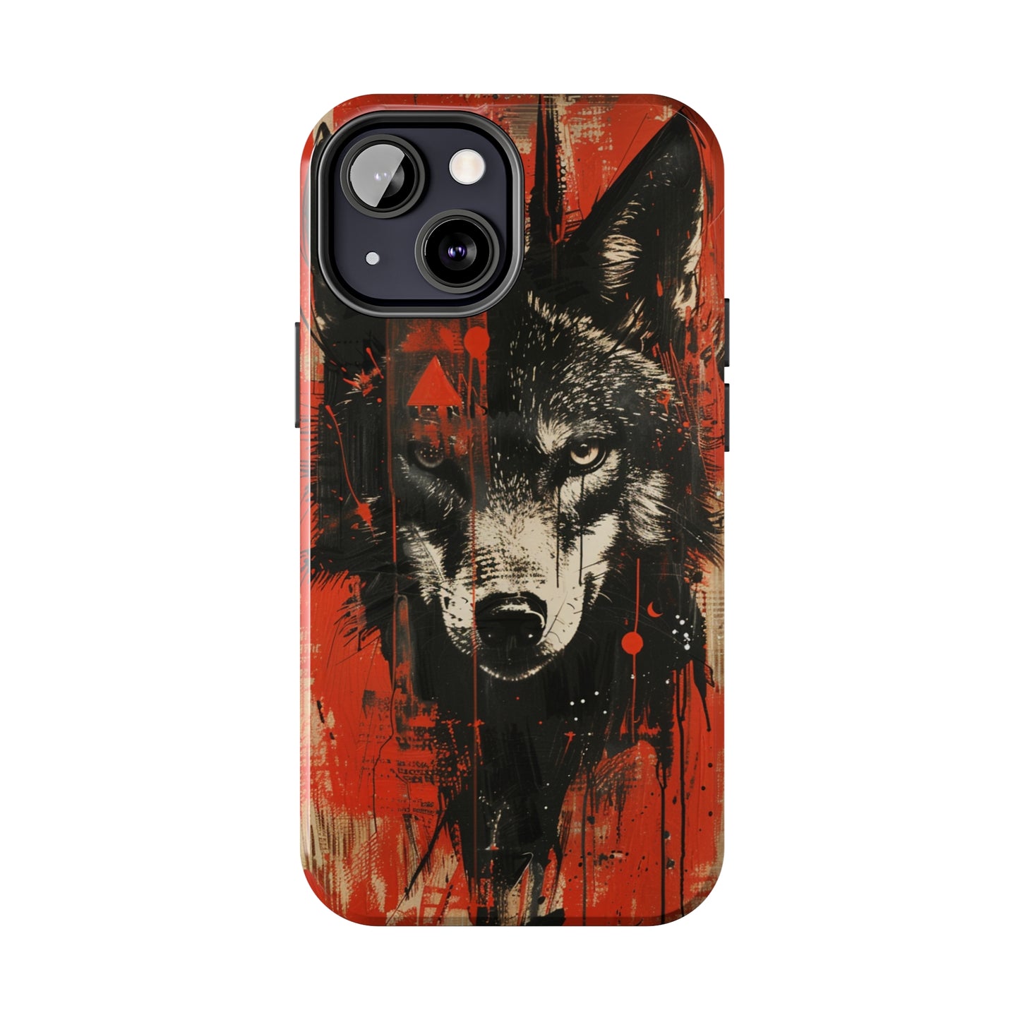 Asemic Writing Style Wolf Phone Case 3 for iPhone - Lightweight, Impact Resistant, Wireless Charging Compatible