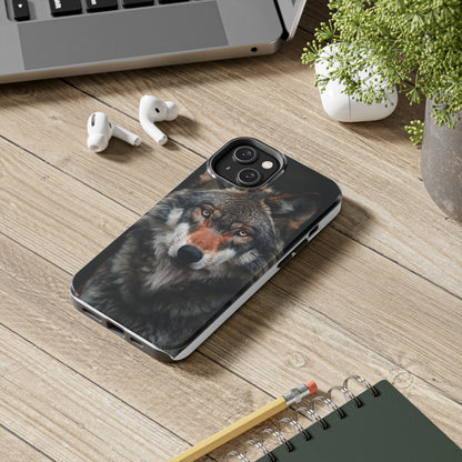 The Arte Povera Style Wolf Head 2 Phone Case for iPhone - Lightweight, Impact Resistant, Wireless Charging Compatible