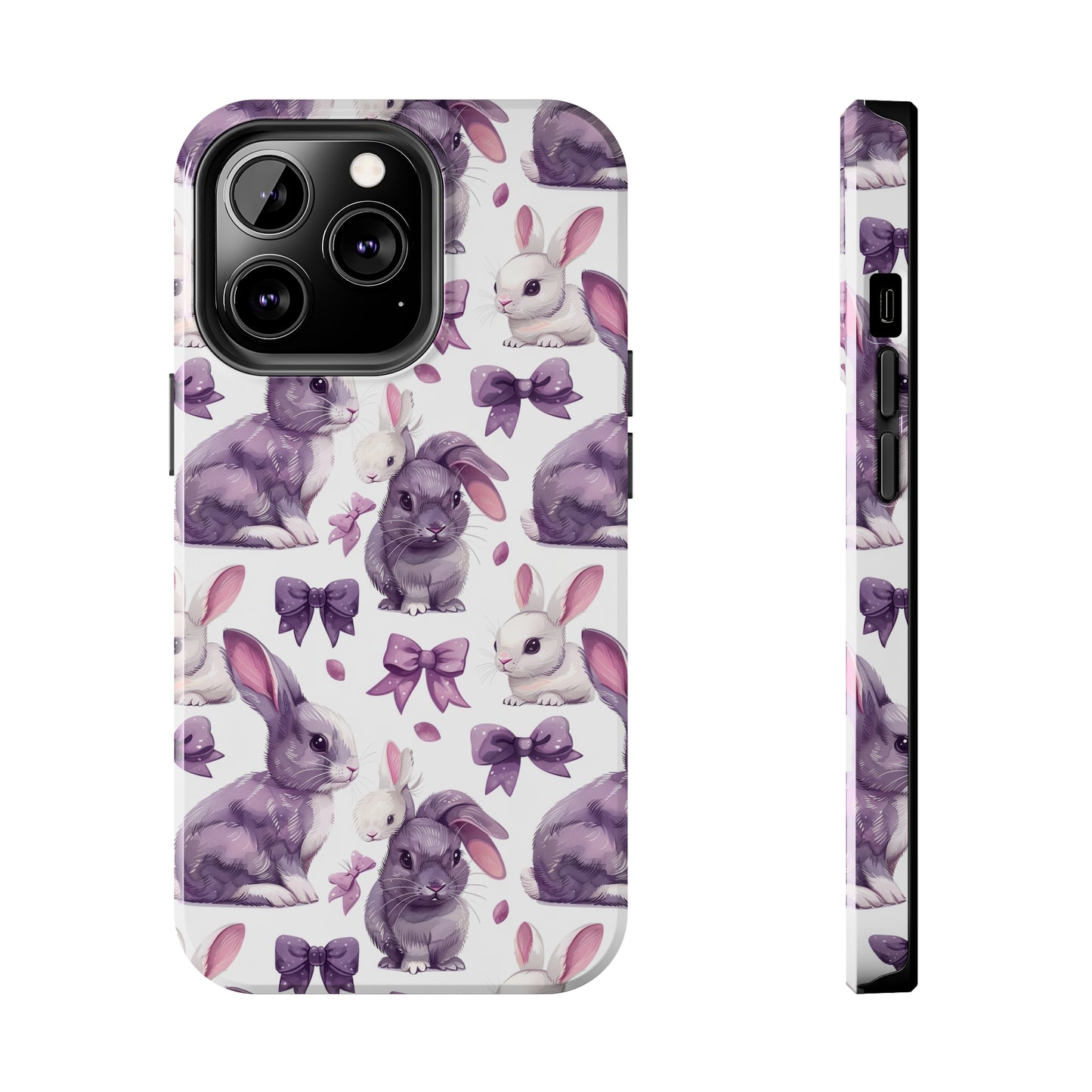 Bunnies and Bows Phone Case for iPhone - Lightweight, Impact Resistant, Wireless Charging Compatible