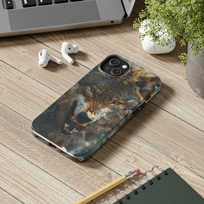 Wolf Ripping Through Phone Case for iPhone - Lightweight, Impact Resistant, Wireless Charging Compatible