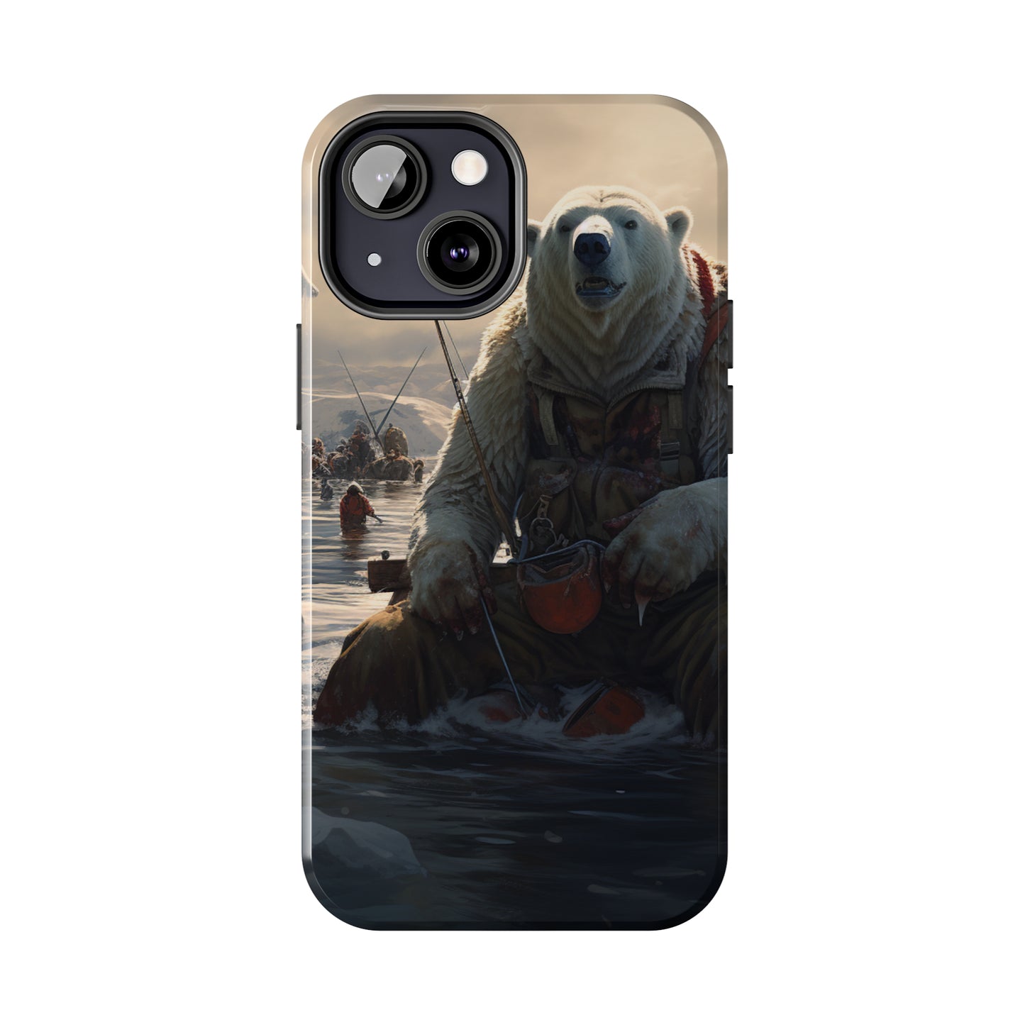 Fishing Polar Bear Phone Case for iPhone - Lightweight, Impact Resistant, Wireless Charging Compatible