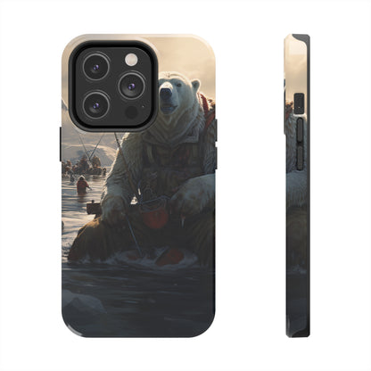 Fishing Polar Bear Phone Case for iPhone - Lightweight, Impact Resistant, Wireless Charging Compatible