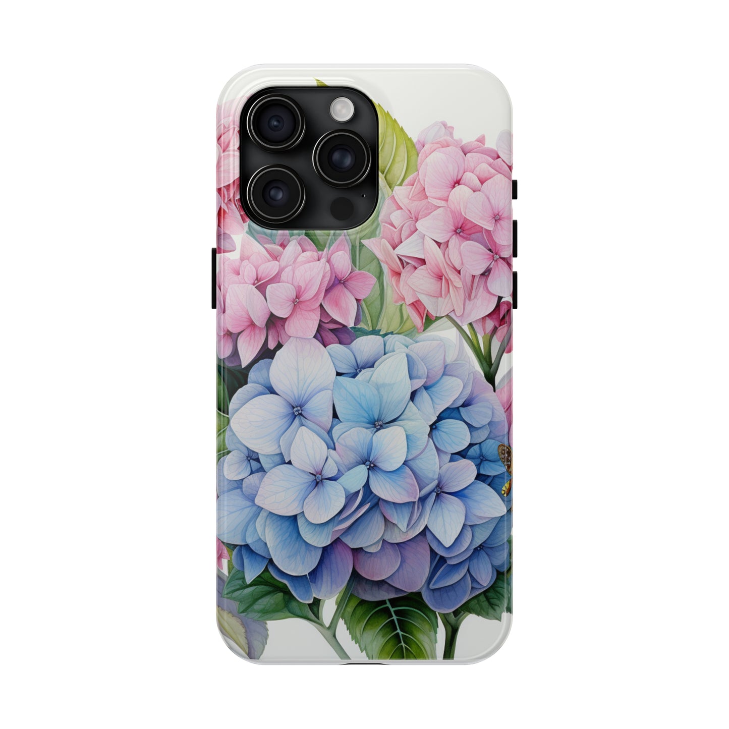 AI Hydrangeas Floral Pattern Phone Case for iPhone - Lightweight, Impact Resistant, Wireless Charging Compatible