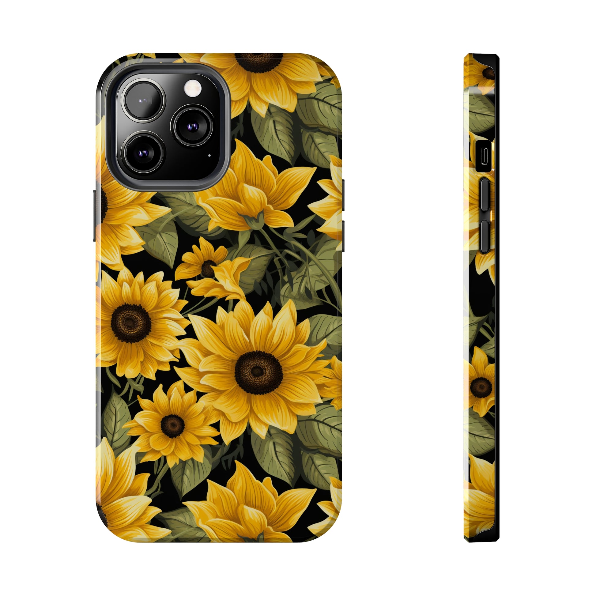 AI Sunflower Pattern Phone Case for iPhone - Lightweight, Impact Resistant, Wireless Charging Compatible-AI phone case-AI By AJ