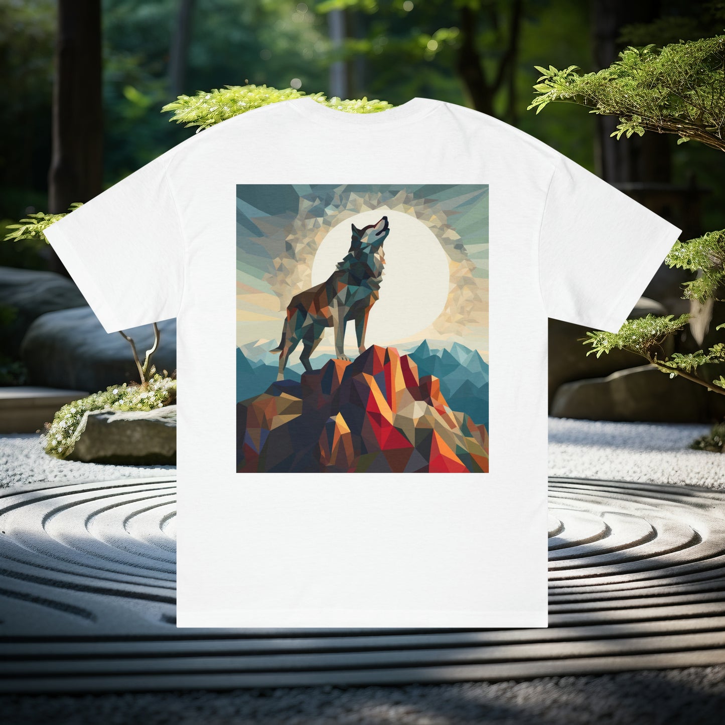 Unisex Classic Tee with Dual Wolf images, Mystical Creatures, Wolves