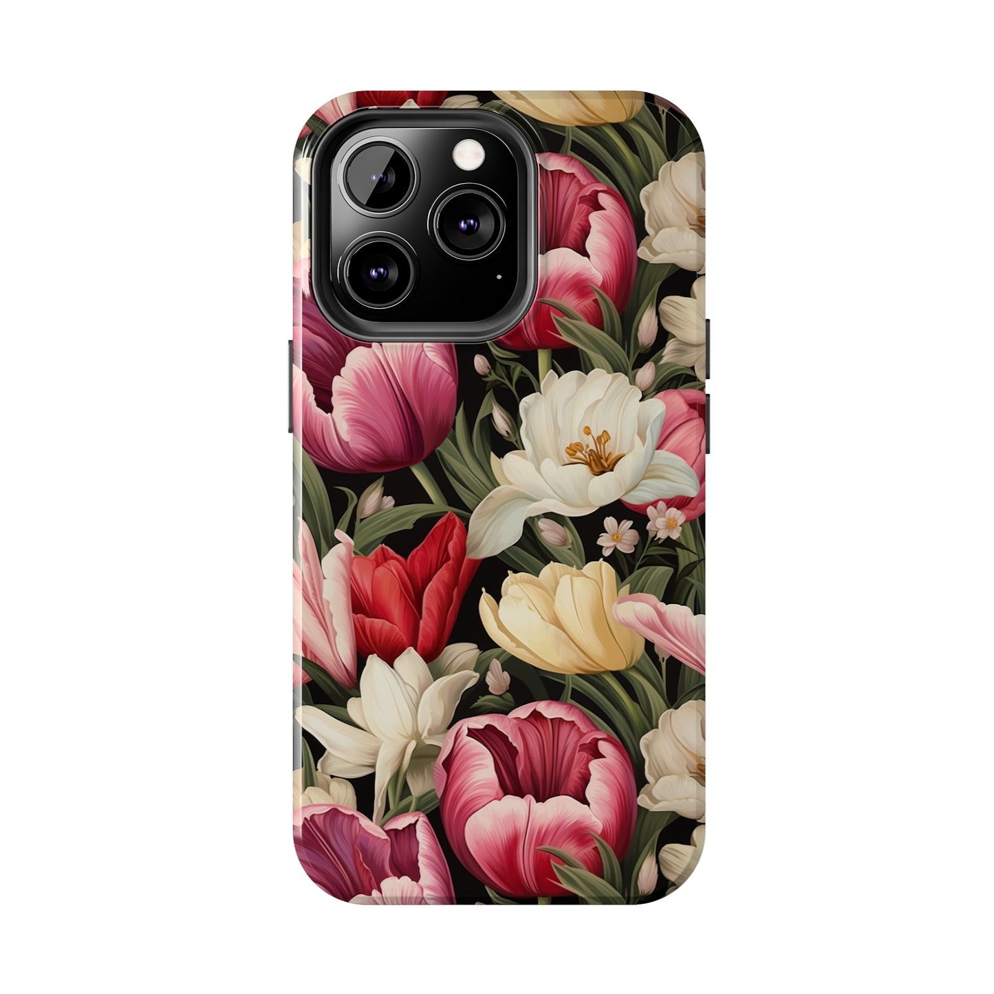 AI Tulip Pattern Phone Case for iPhone - Lightweight, Impact Resistant, Wireless Charging Compatible-AI phone case-AI By AJ