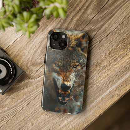 Wolf Ripping Through Phone Case for iPhone - Lightweight, Impact Resistant, Wireless Charging Compatible