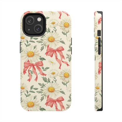 Daisies and Bows Phone Case for iPhone - Lightweight, Impact Resistant, Wireless Charging Compatible