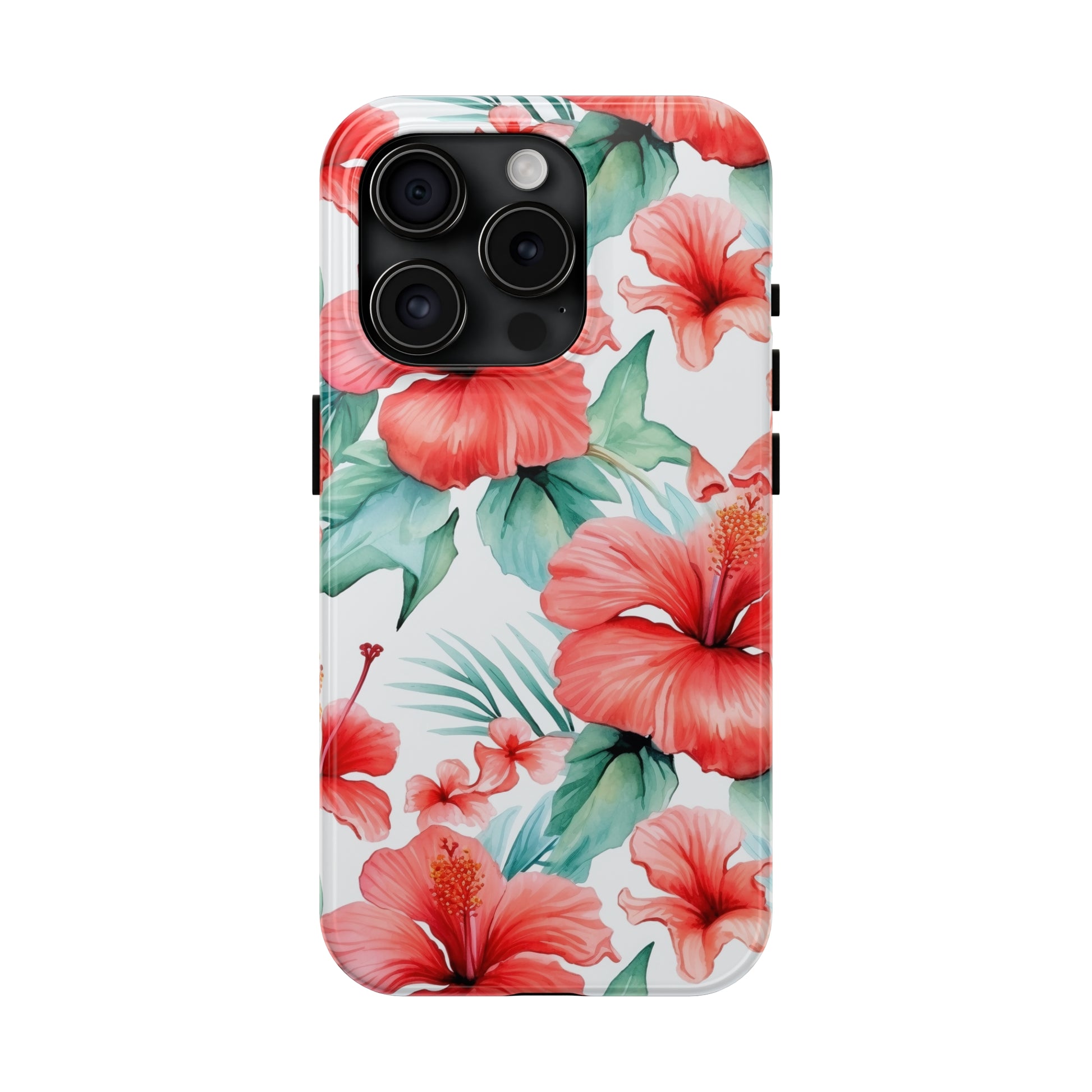 AI Hibiscus Pattern Phone Case for iPhone - Lightweight, Impact Resistant, Wireless Charging Compatible-AI phone case-AI By AJ