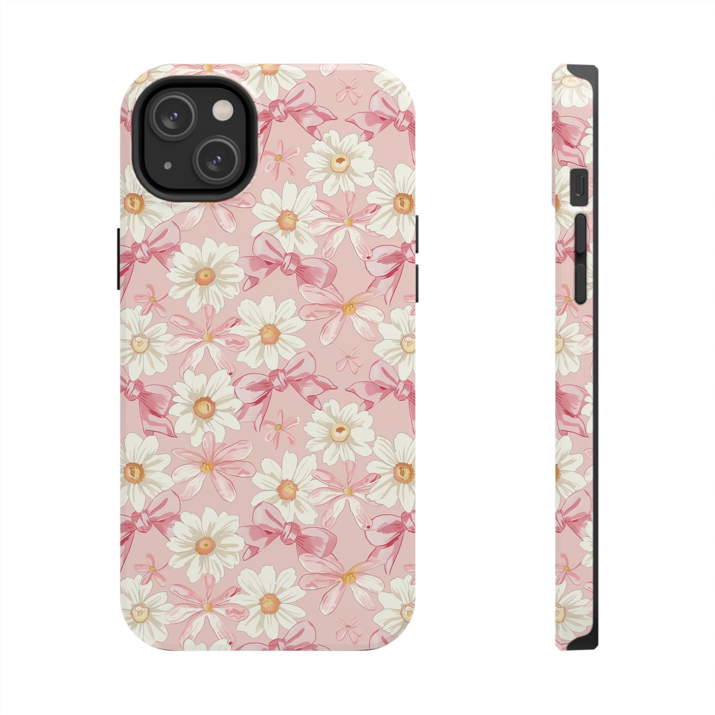 Daisies and Pink Bows Phone Case for iPhone - Lightweight, Impact Resistant, Wireless Charging Compatible