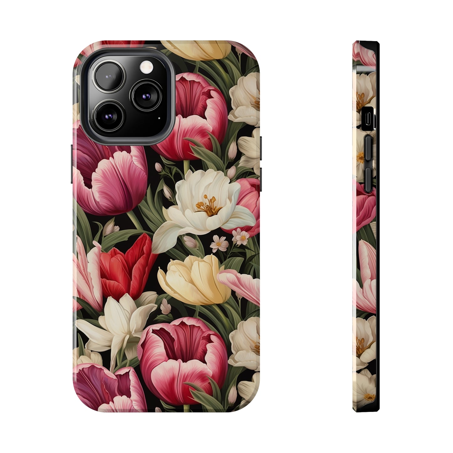 AI Tulip Pattern Phone Case for iPhone - Lightweight, Impact Resistant, Wireless Charging Compatible-AI phone case-AI By AJ