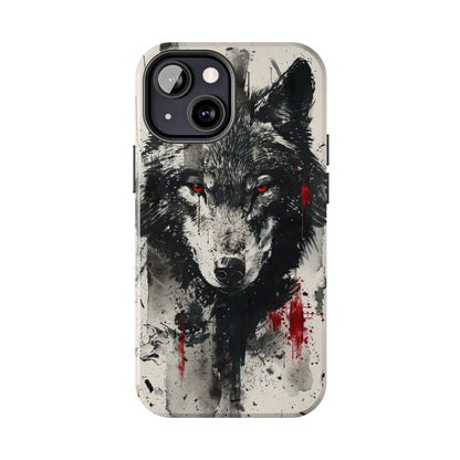 Asemic Writing Style Wolf Phone Case for iPhone - Lightweight, Impact Resistant, Wireless Charging Compatible