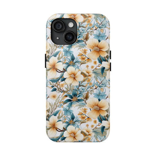 AI Magnolias Floral Pattern Phone Case for iPhone - Lightweight, Impact Resistant, Wireless Charging Compatible