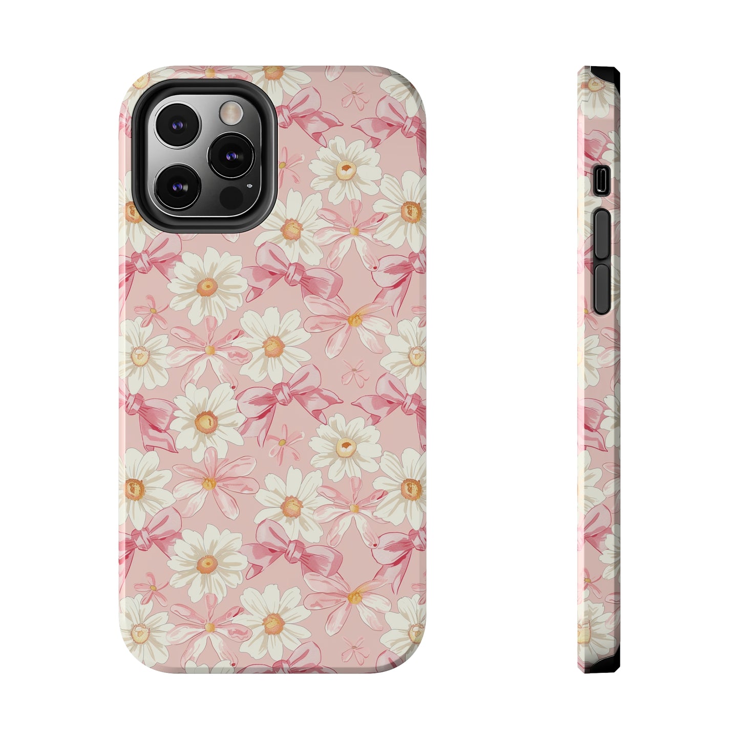 Daisies and Pink Bows Phone Case for iPhone - Lightweight, Impact Resistant, Wireless Charging Compatible