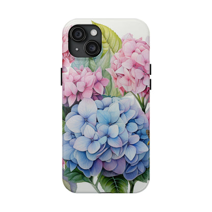 AI Hydrangeas Floral Pattern Phone Case for iPhone - Lightweight, Impact Resistant, Wireless Charging Compatible