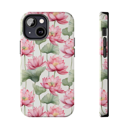 AI Lotus Flower Pattern Phone Case for iPhone - Lightweight, Impact Resistant, Wireless Charging Compatible