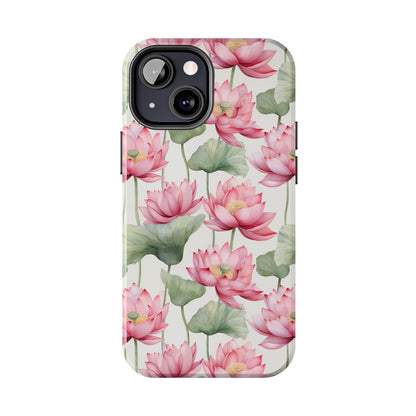 AI Lotus Flower Pattern Phone Case for iPhone - Lightweight, Impact Resistant, Wireless Charging Compatible