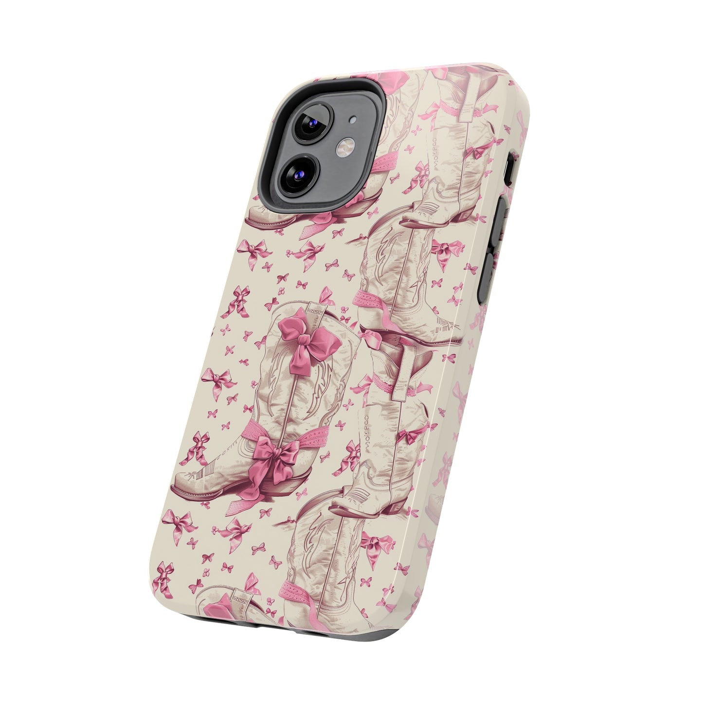 Bows and Boots Phone Case for iPhone - Lightweight, Impact Resistant, Wireless Charging Compatible